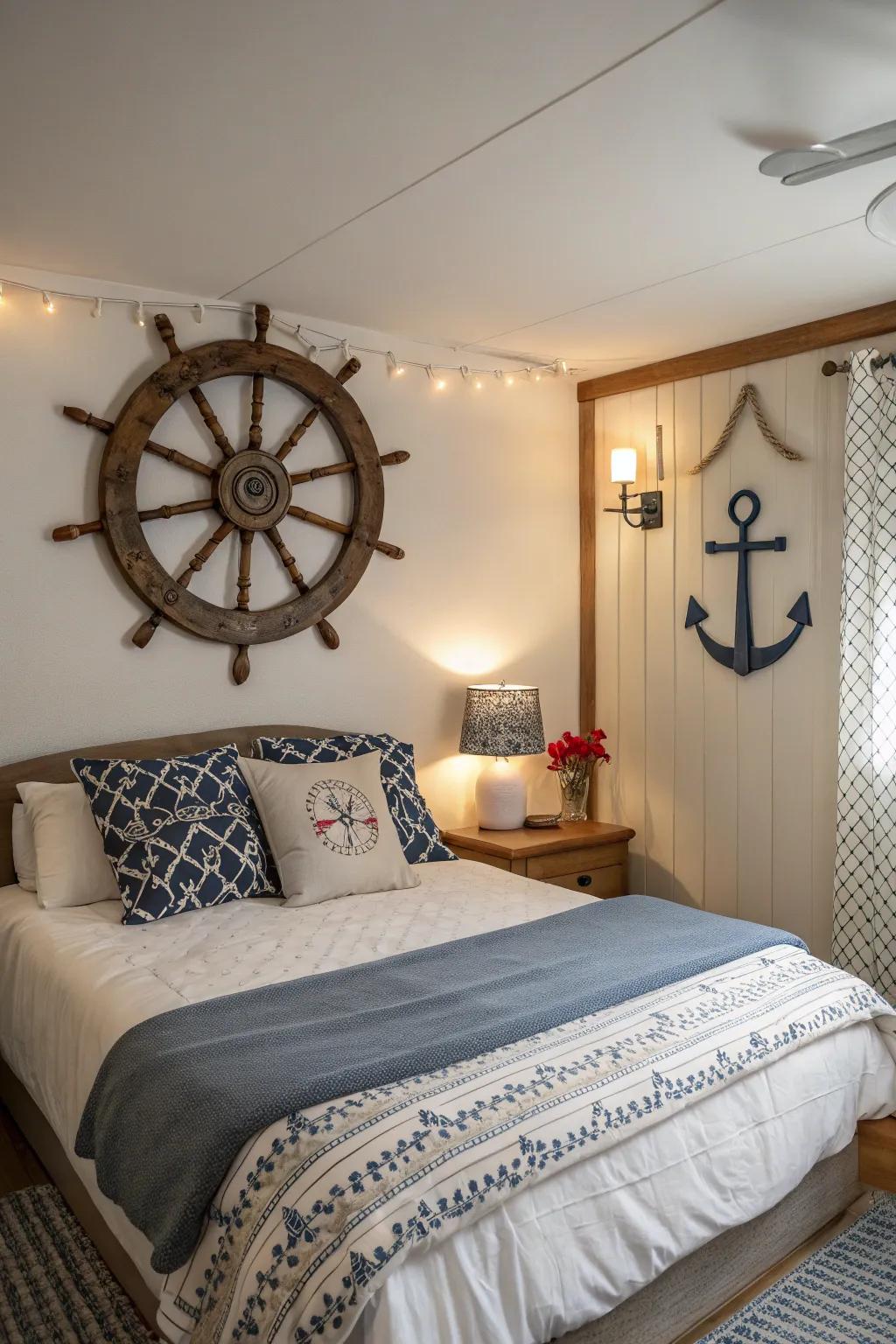 Nautical decor adds a hint of maritime charm.
