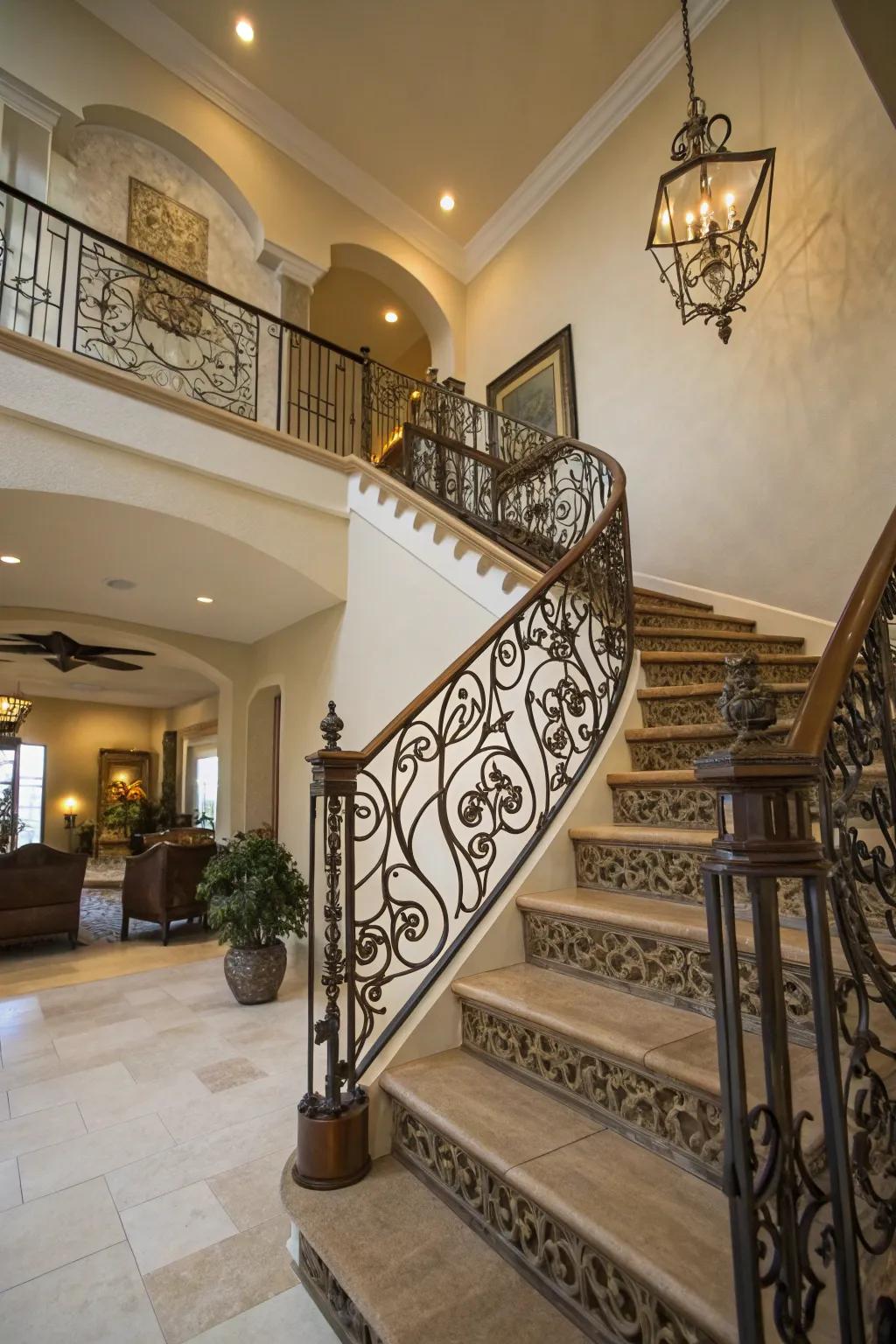 Transform your staircase into an artistic display with decorative borders.