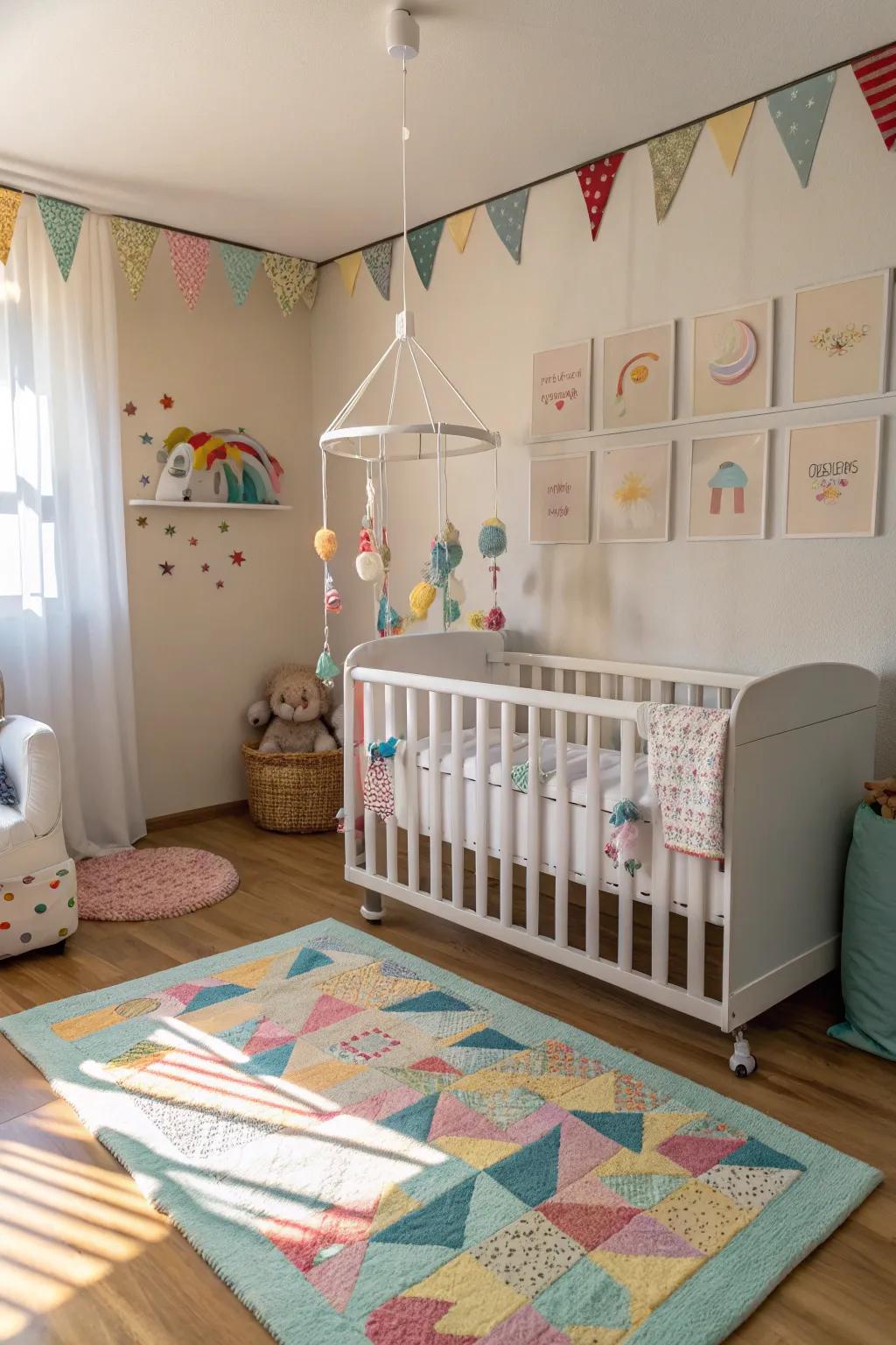 Amusing embellishments render the room inviting and enjoyable.