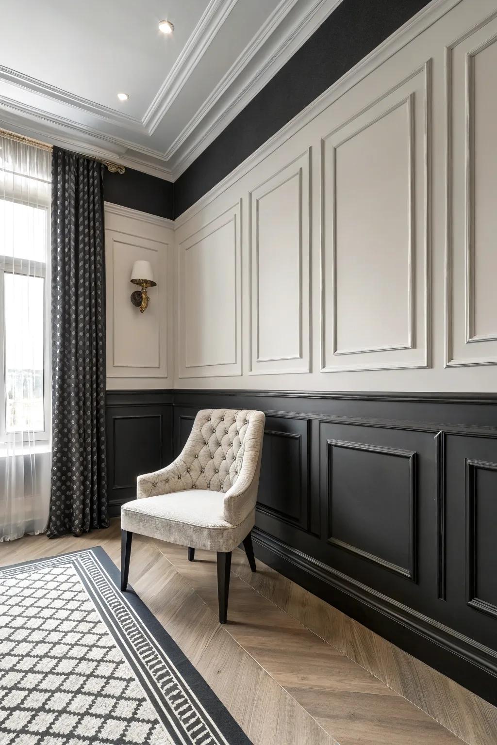 Crafting harmonious color schemes with consistent partition trims.