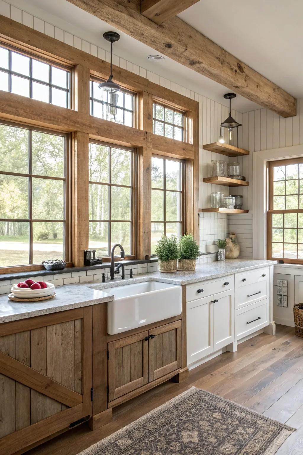 Seamless integration of window trim in room design.