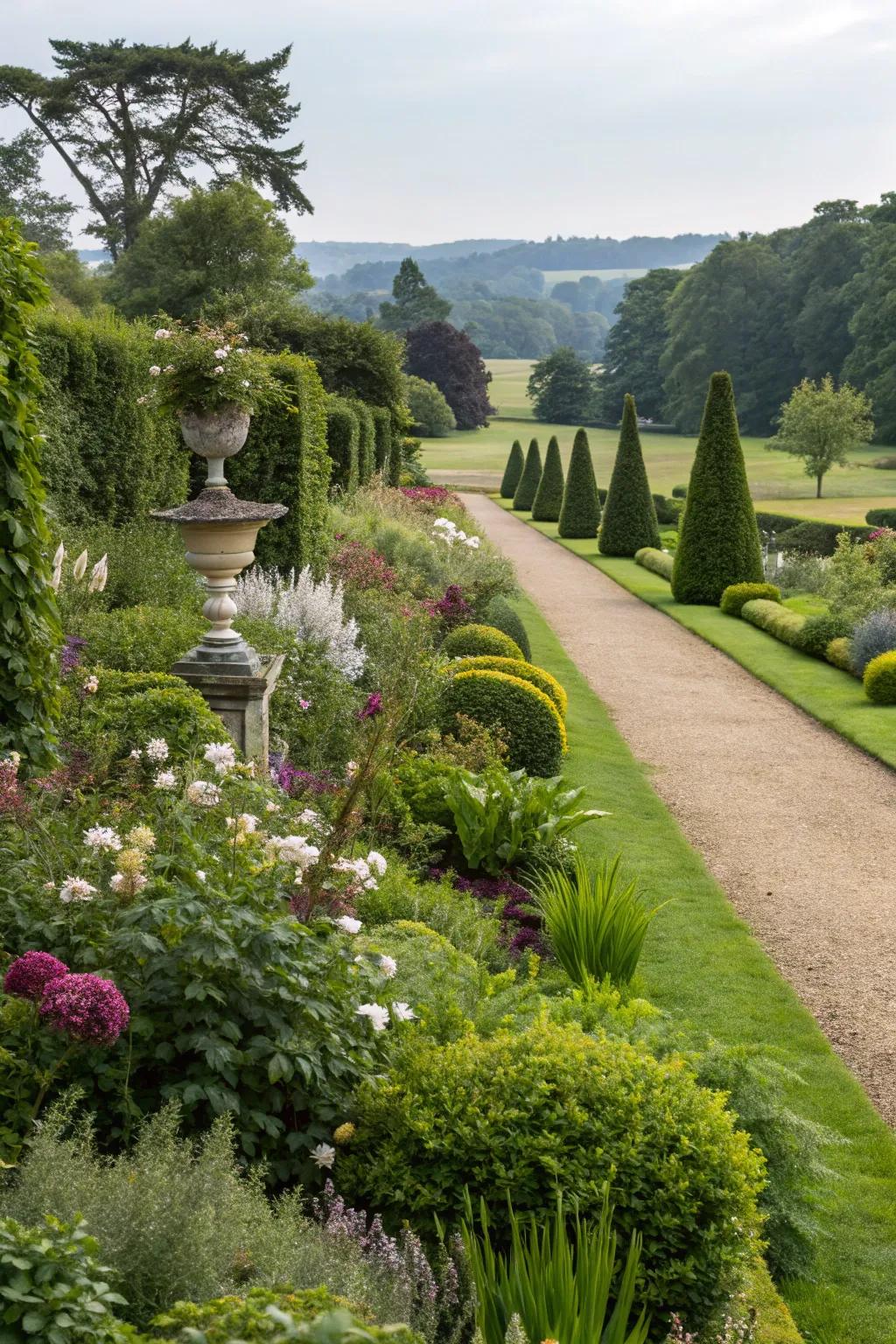 Deliberately positioned flora amplify the beauty of a modern garden.