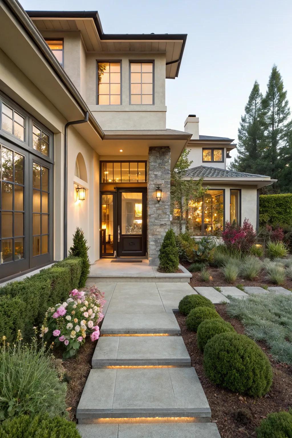A modern home featuring an open and welcoming entryway.