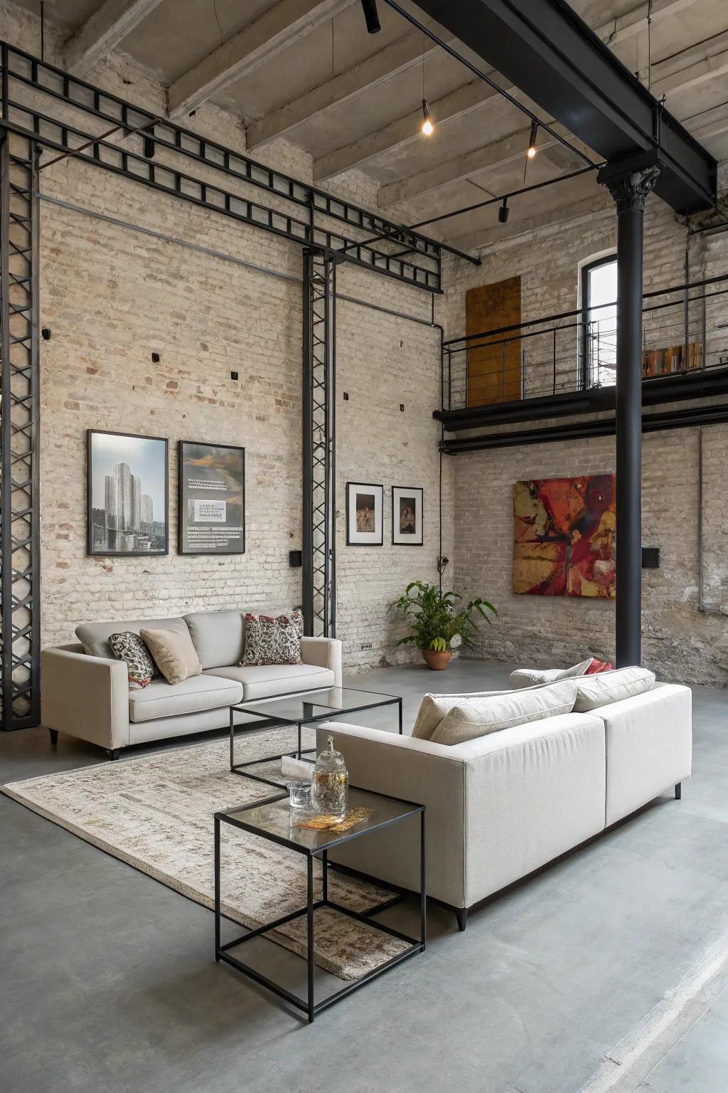 Industrial allure with polished concrete flooring.