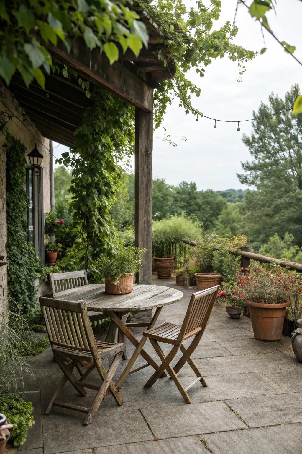 Timber-look ground covers bring warmth and rustic charm to your patio.