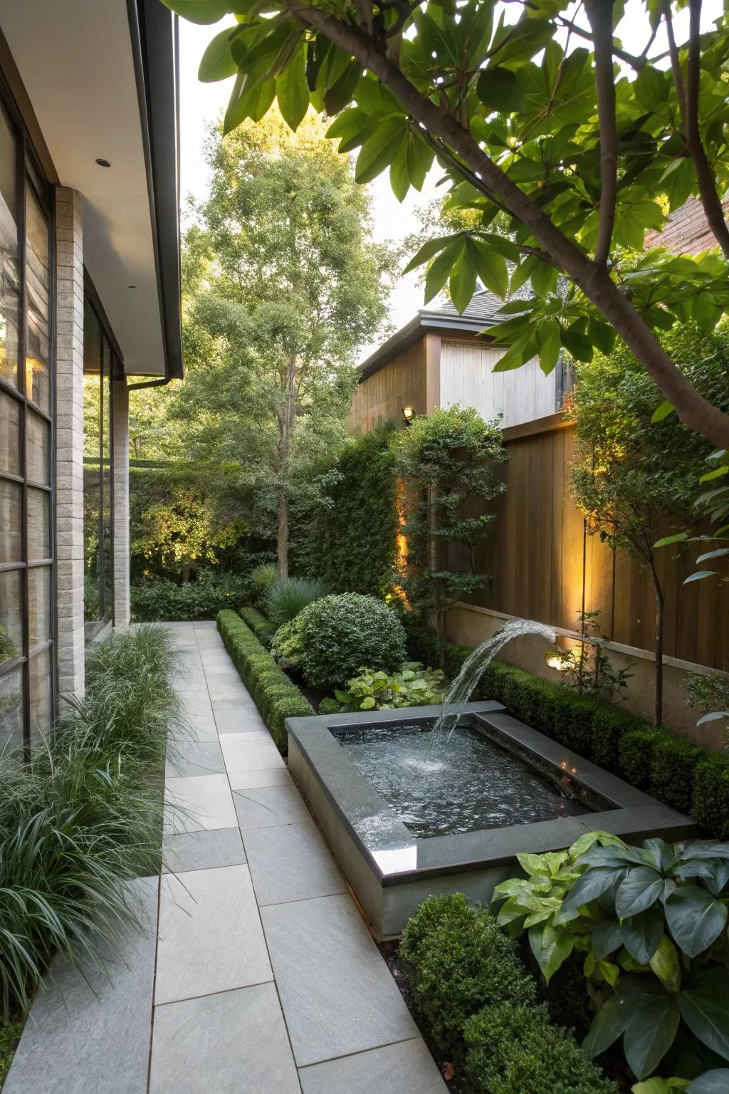 A hydrological element contributes peacefulness and visual appeal.