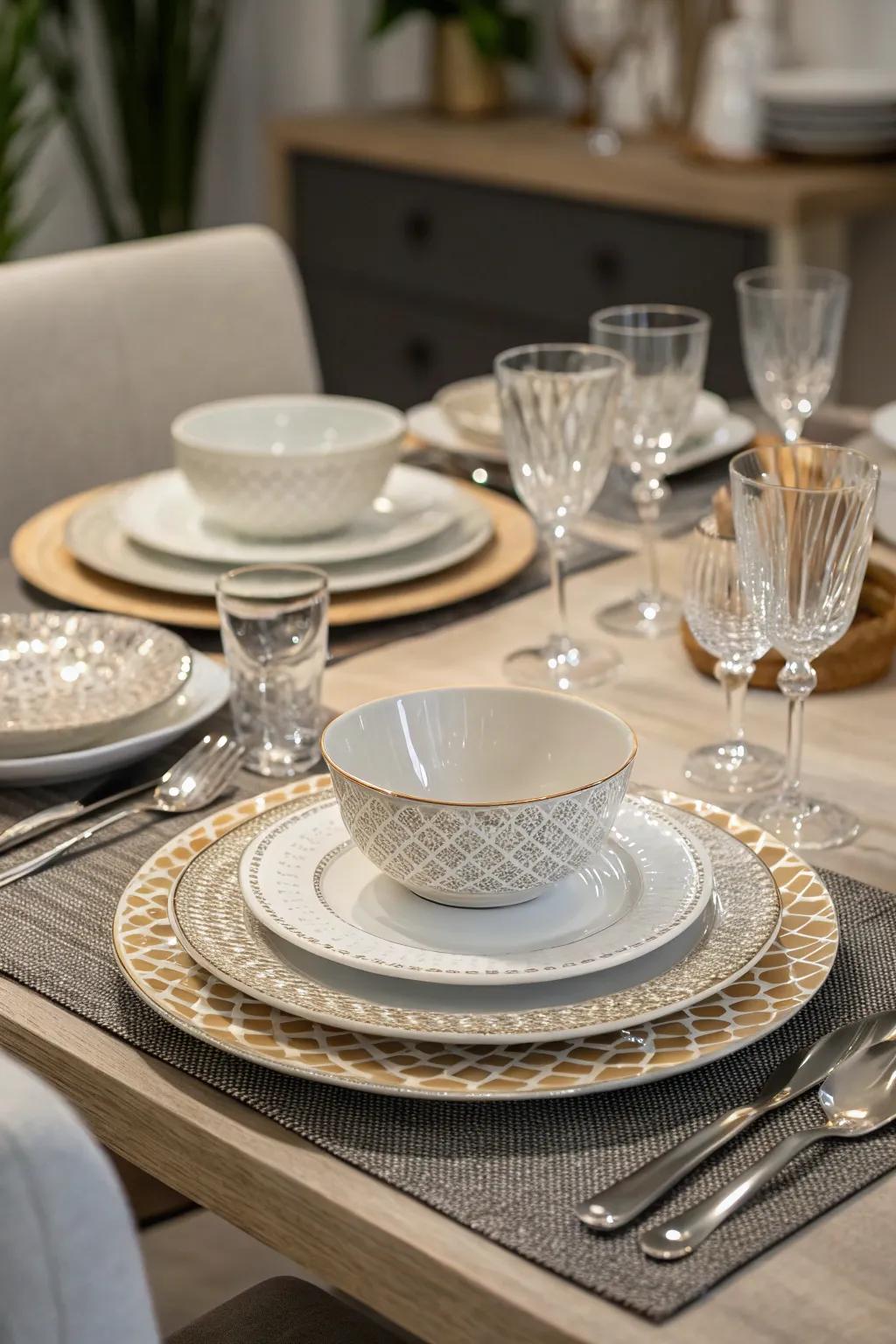 Layered arrangements contribute profundity and sophistication to your table.