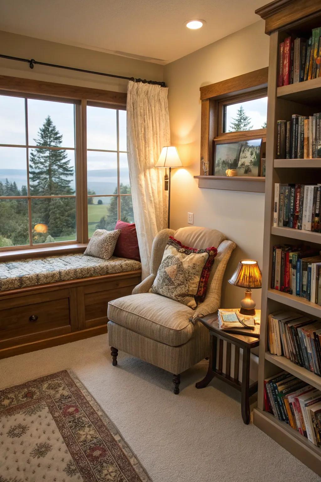 A cozy nook provides a perfect escape within your bedroom.