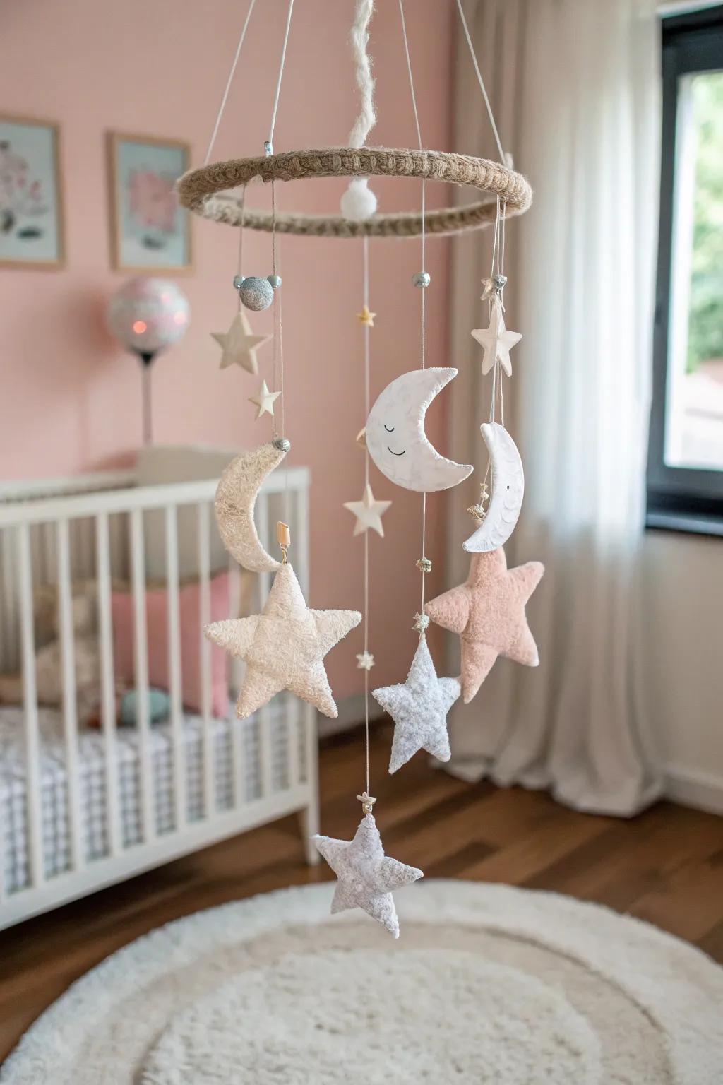 A stellar children's room mobile provides a memorable gift.