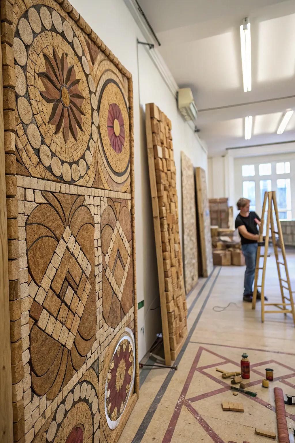 Corky mosaics champion sustainability with a distinctive feel.