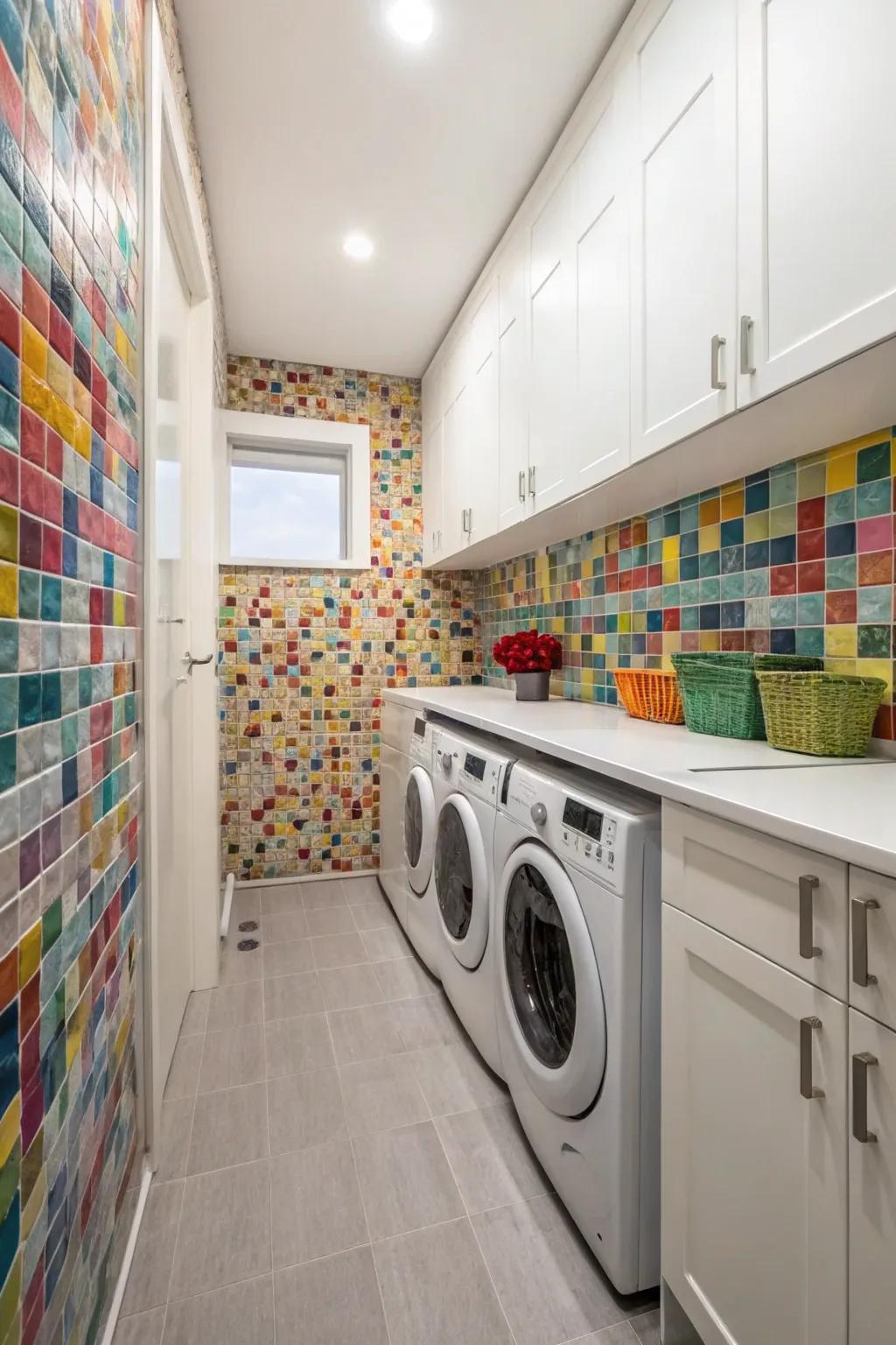 A chic backsplash can elevate the overall style of your washing room.