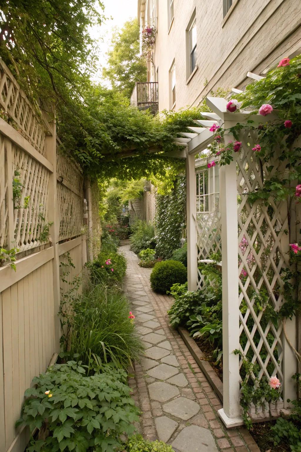 Fencing and trellises offer support and privacy.