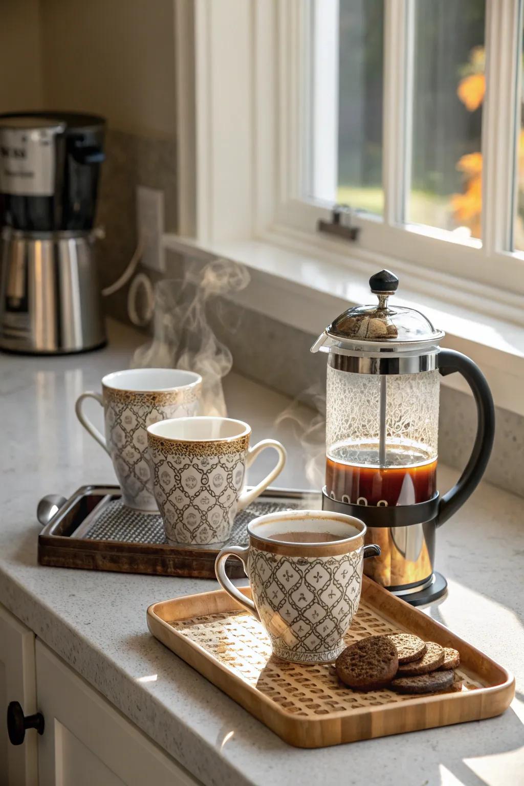 Wake up to luxury with a gourmet coffee or tea set.