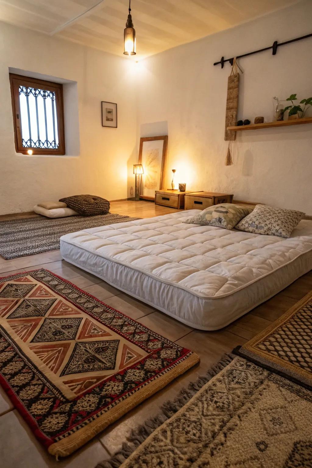 Rugs define and warm up your sleep area.