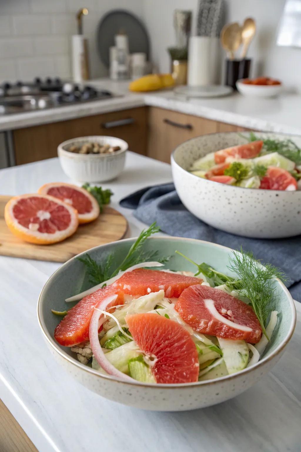 A revitalizing grapefruit and fennel salad to brighten any table.