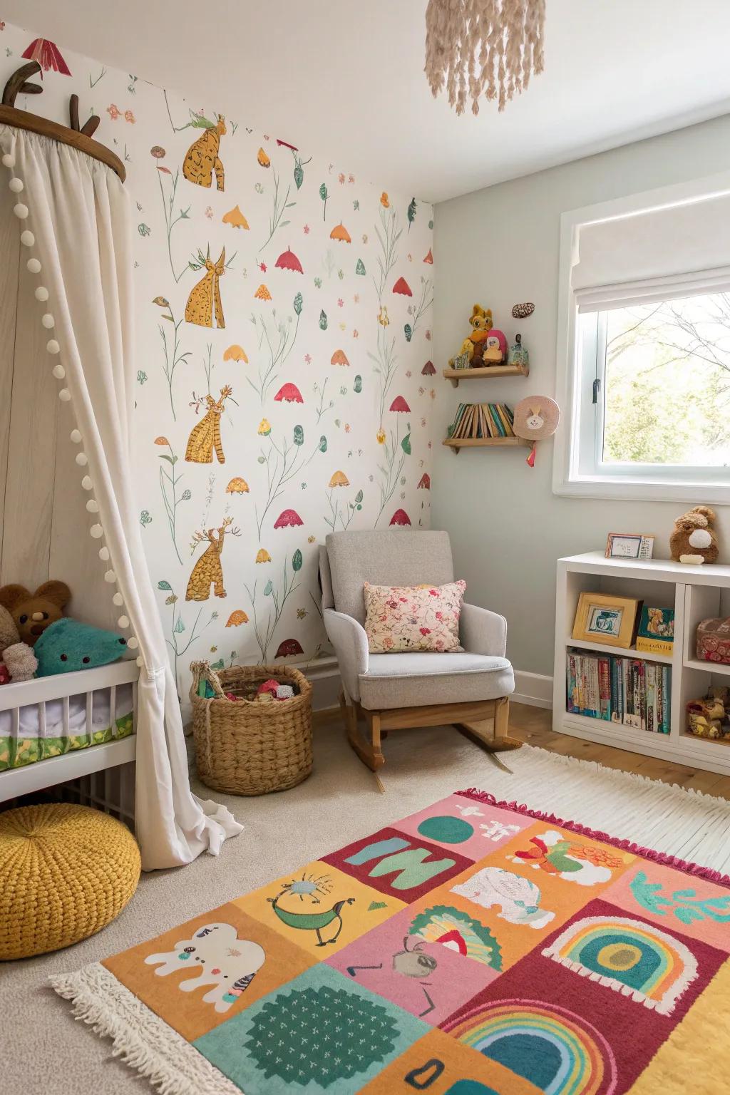 Whimsical designs bring a playful spirit to nursery decor.