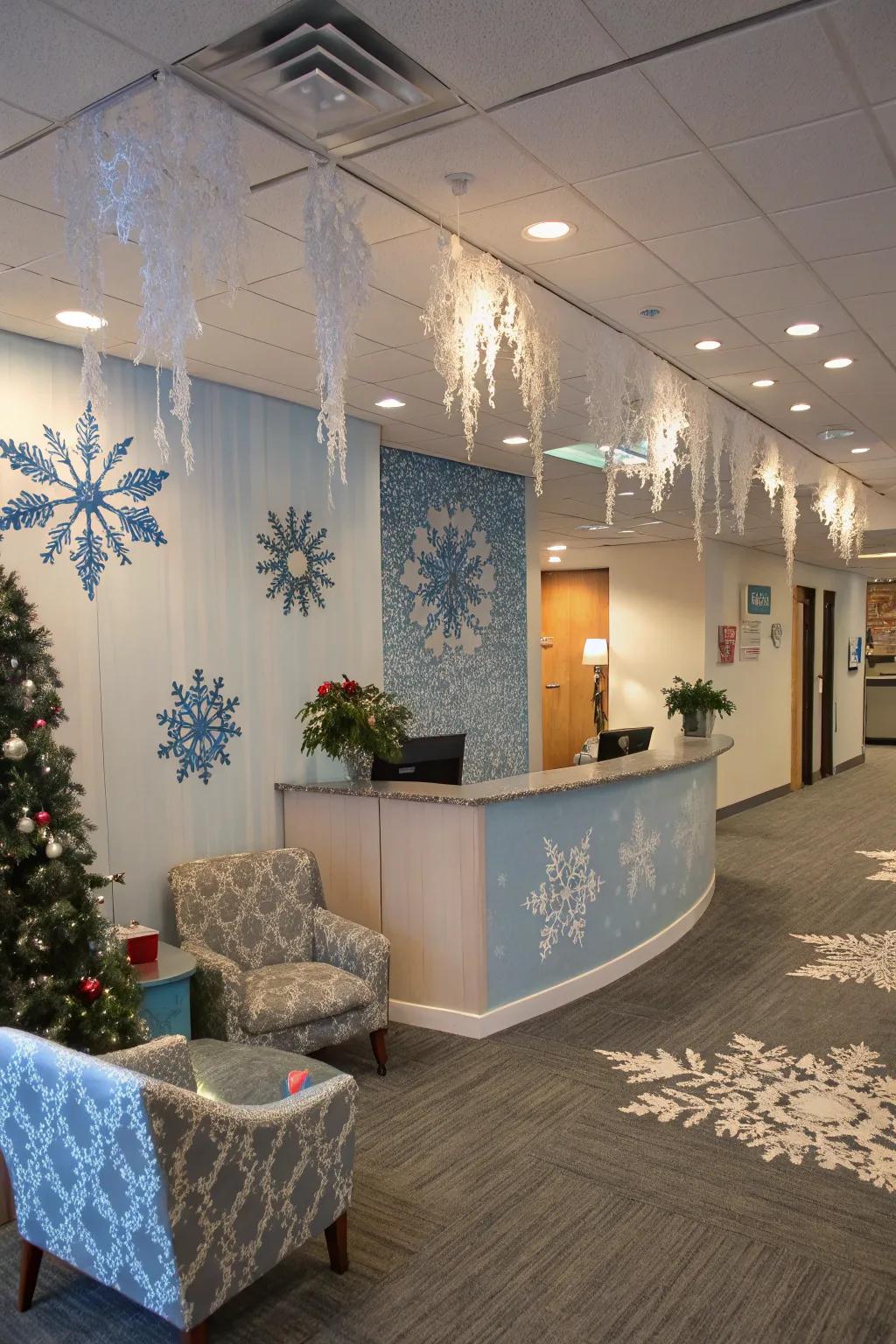 A winter wonderland scene offers a tranquil holiday escape.