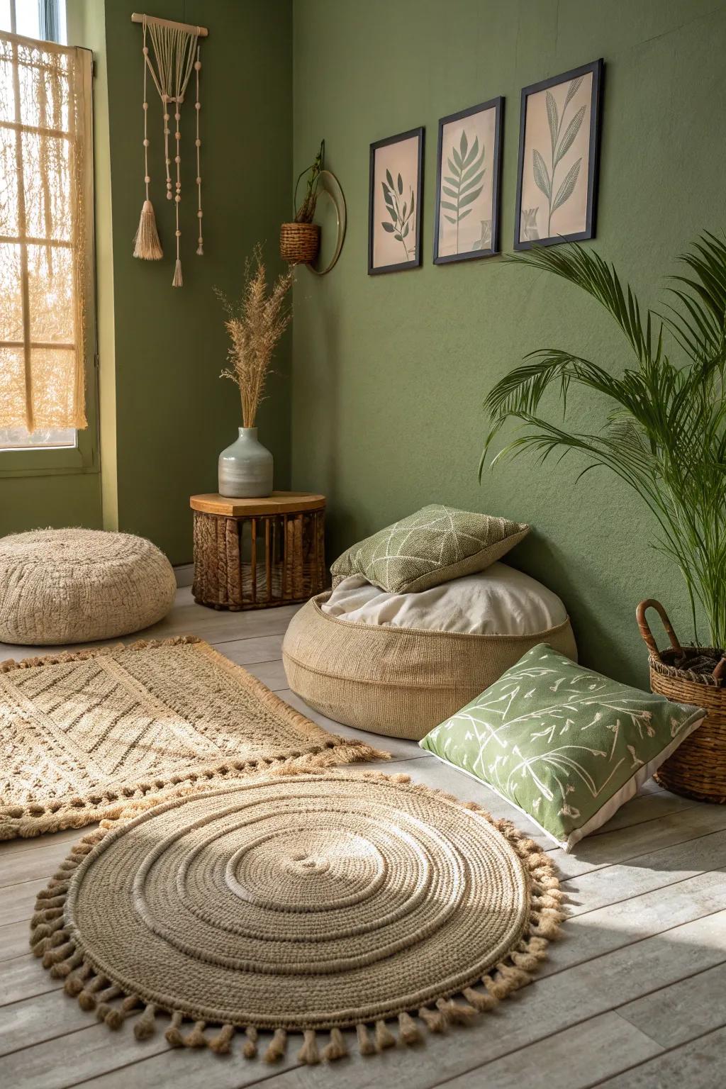 Textural aspects amplifying the appeal of woodland moss walls.