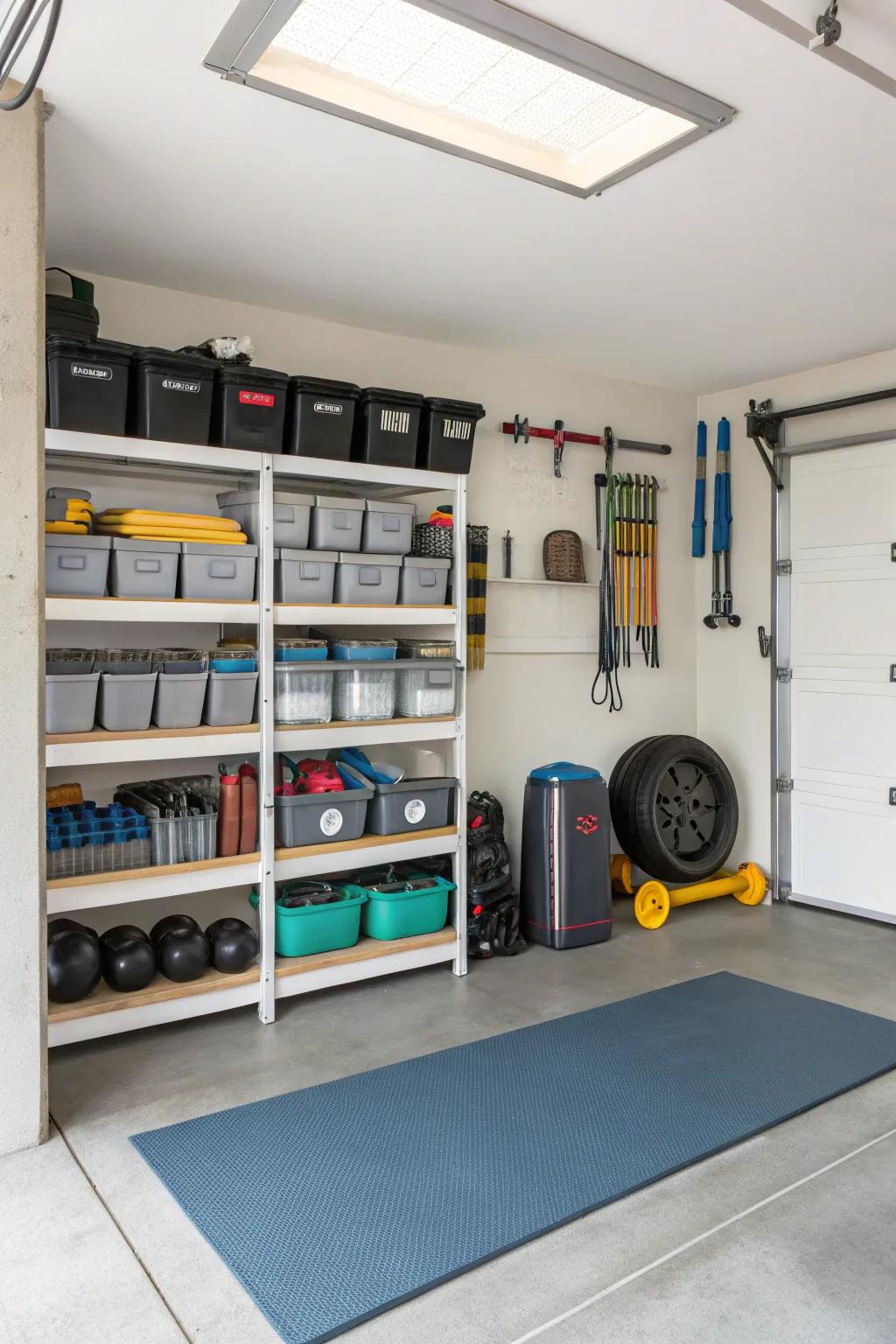 Clearly defined zones help maintain an organized and functional garage.