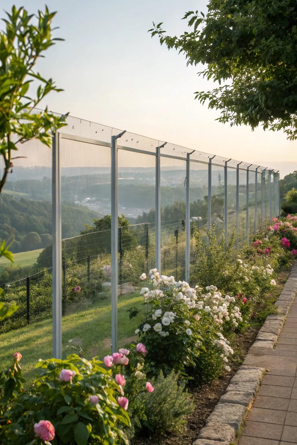 Sophisticated transparency achieved with glass screen fencing.