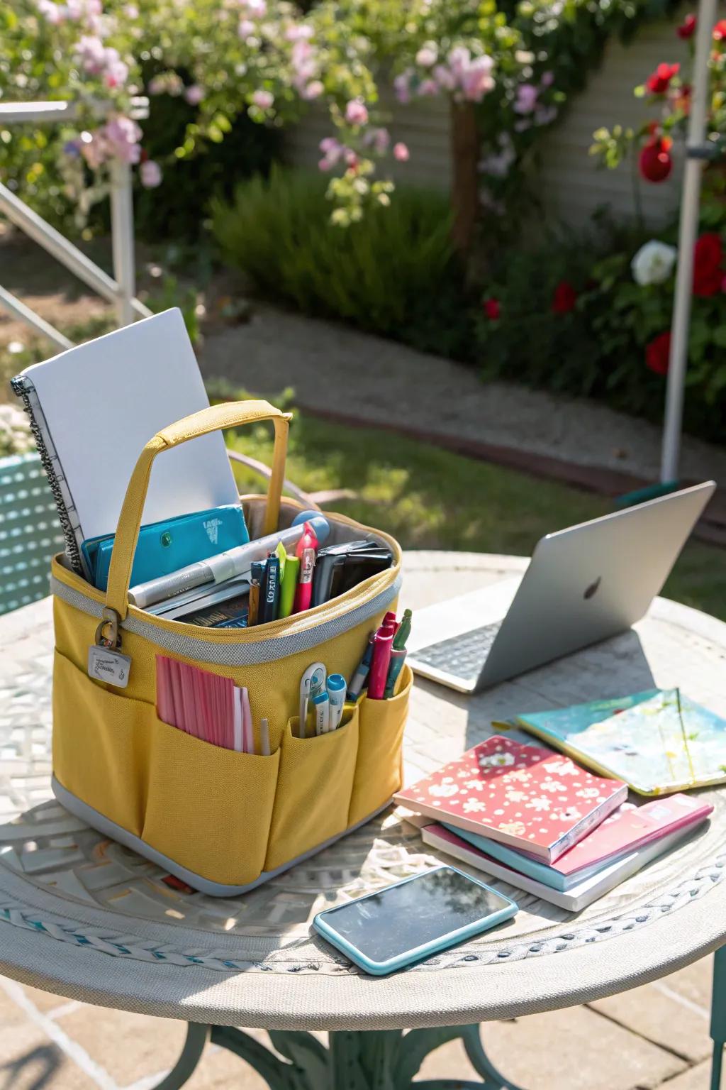 Portable caddies offer adaptability and ease.
