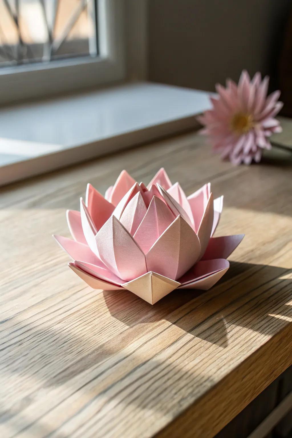 Serenity in folds: Explore the calming beauty of water lily paper folds.