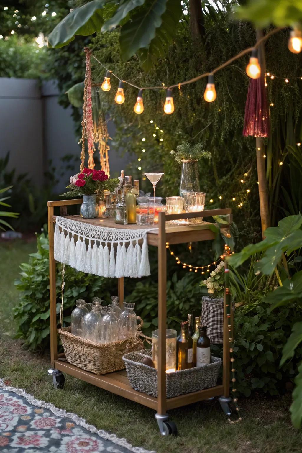 A free-spirited bar arrangement brings varied charm.