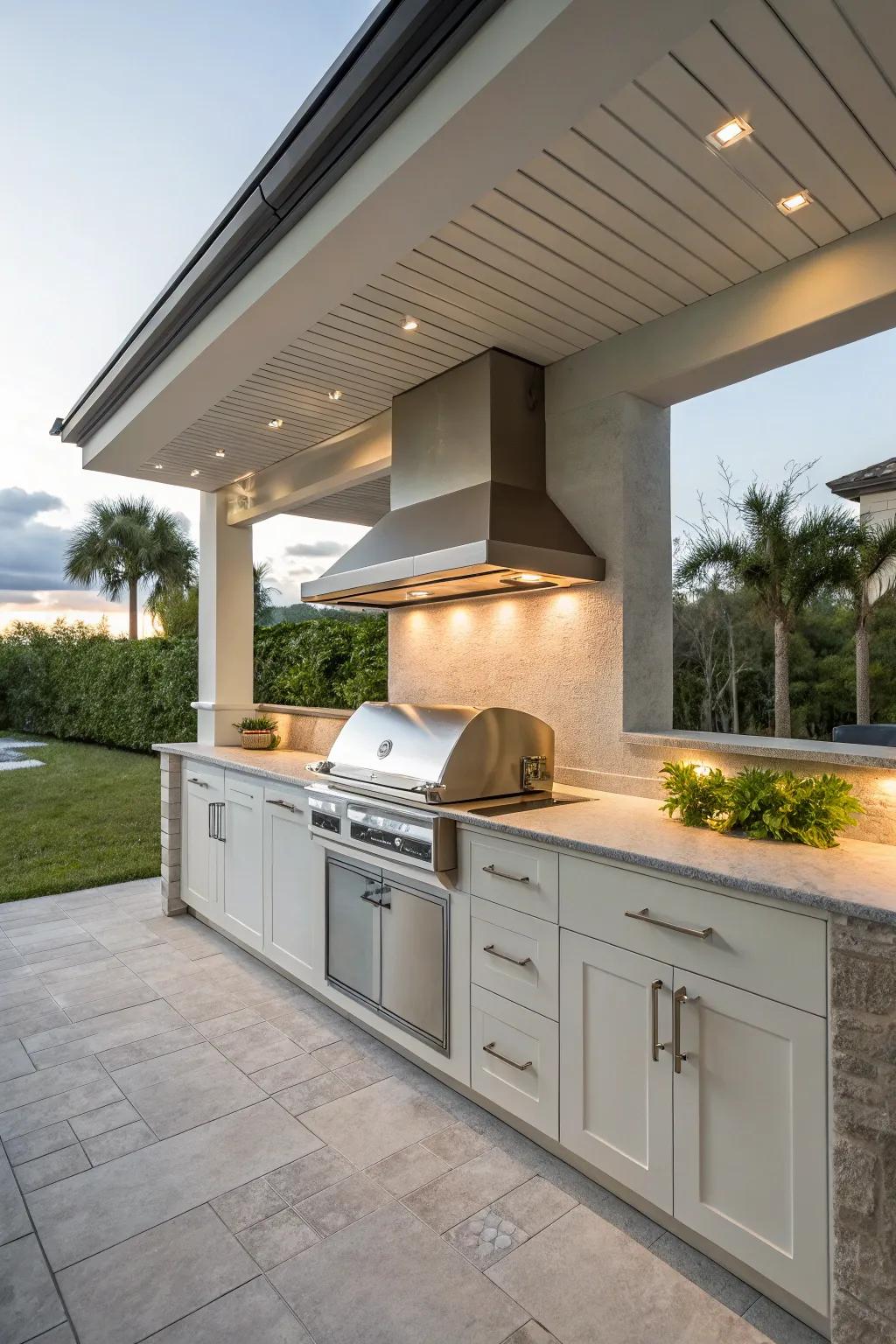 Custom cabinetry adds style and storage to your grill space.
