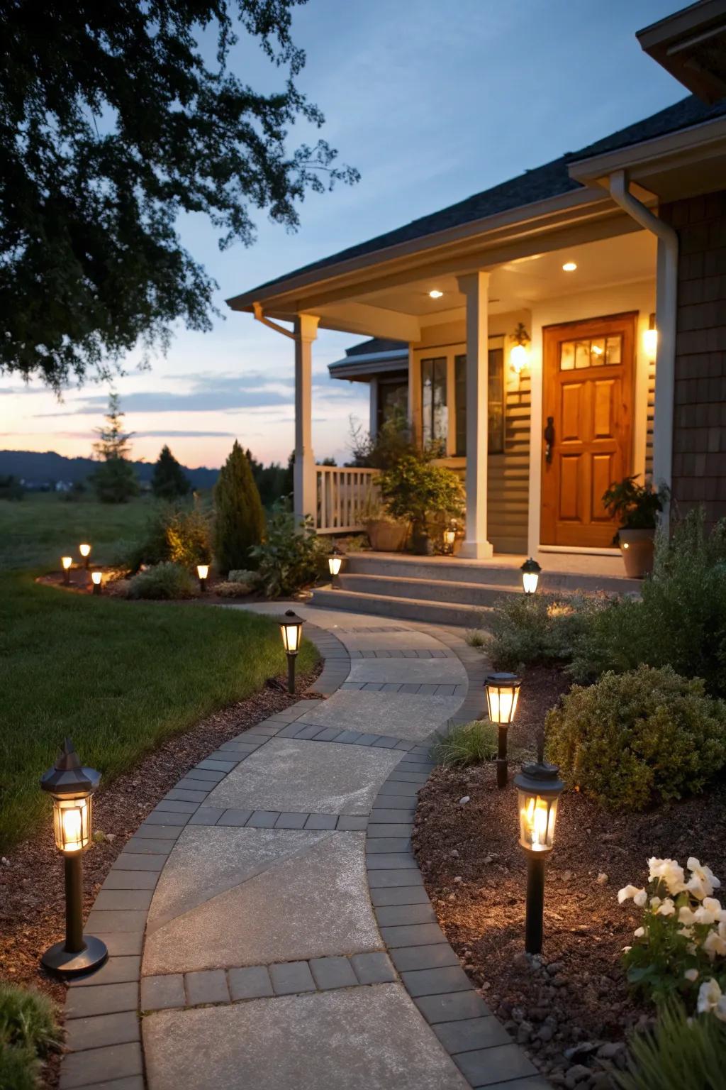 Walkway illumination ensures safety and contributes elegance.