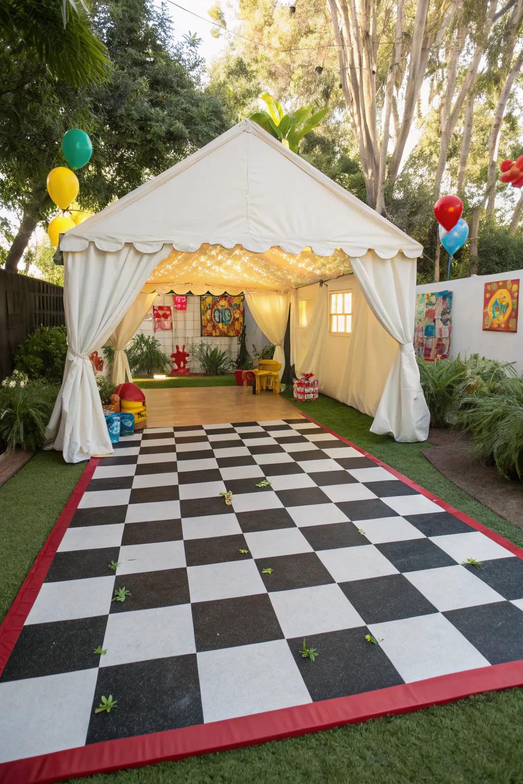 Diamond patterns bring a playful vibe to any event.