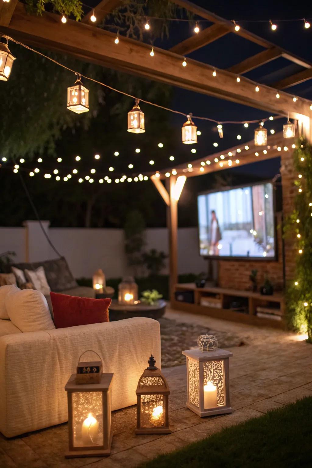 Ambient lighting transforms your TV space into a magical nighttime getaway.