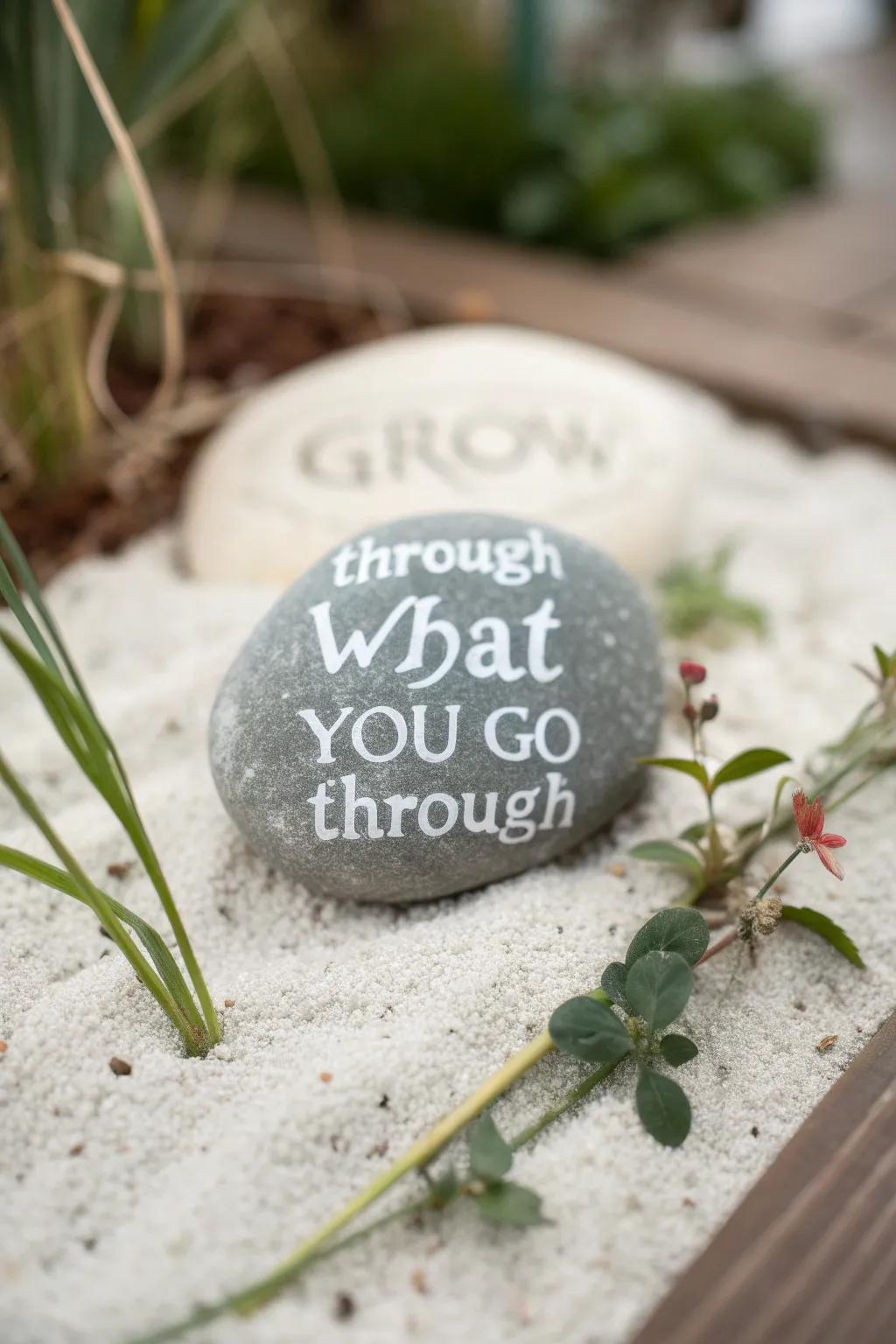 Find strength and inspiration in nature's understated beauty with this soulfully painted mantra.