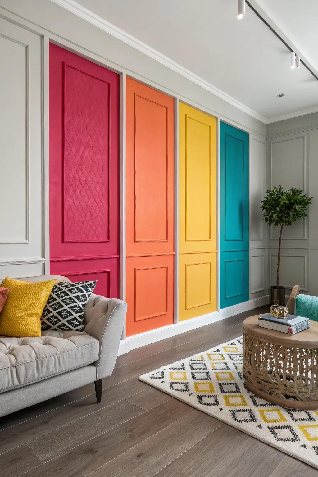 Interior featuring vibrant colored panels for a striking visual.