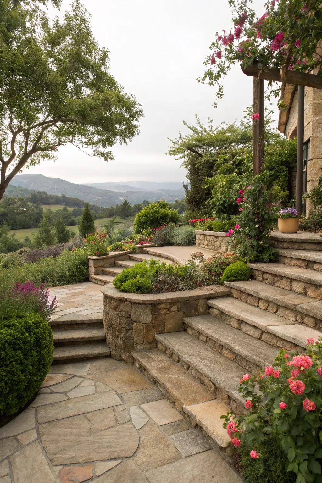 Stacked treads add depth and visual interest.