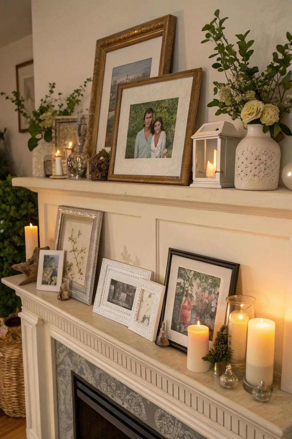 A mantelpiece arrangement is perfect for showcasing seasonal updates.