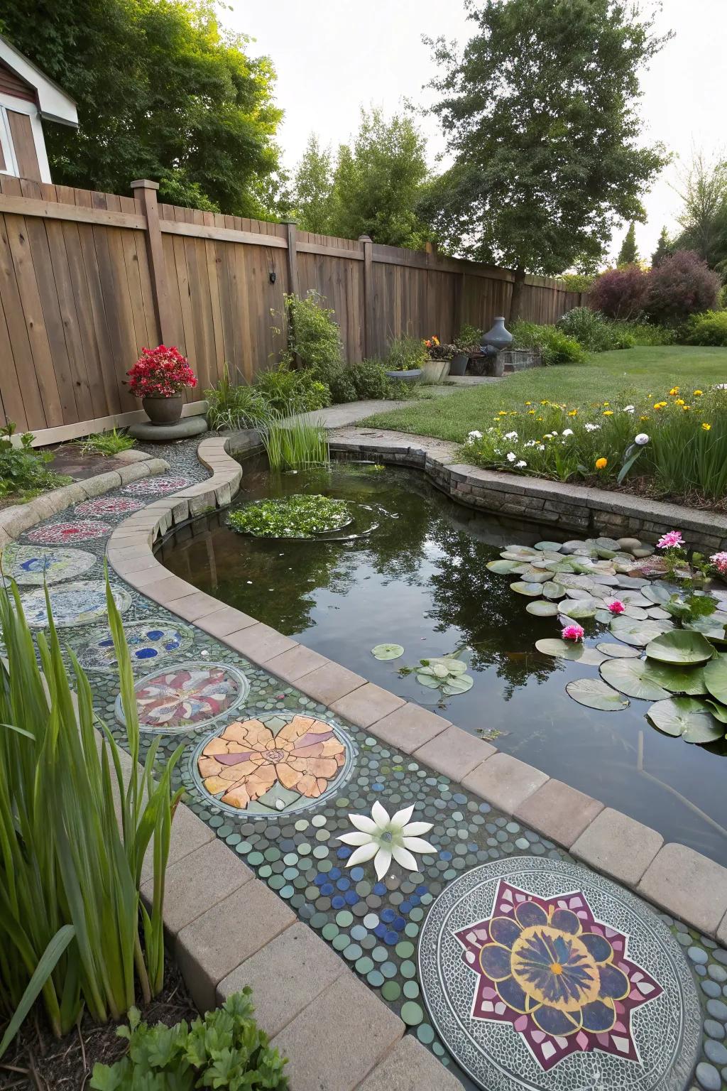 Attractive pathways encircling a scenic pond.
