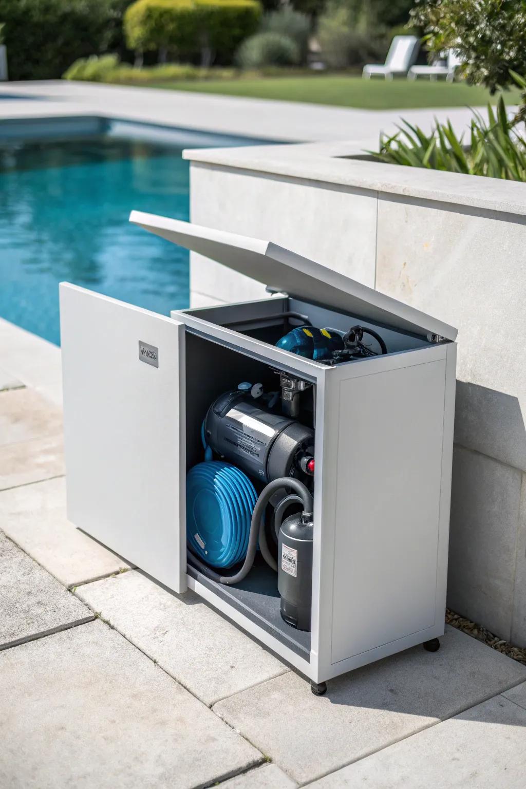 A modern minimalist box elevates the pool area&rsquo;s style.
