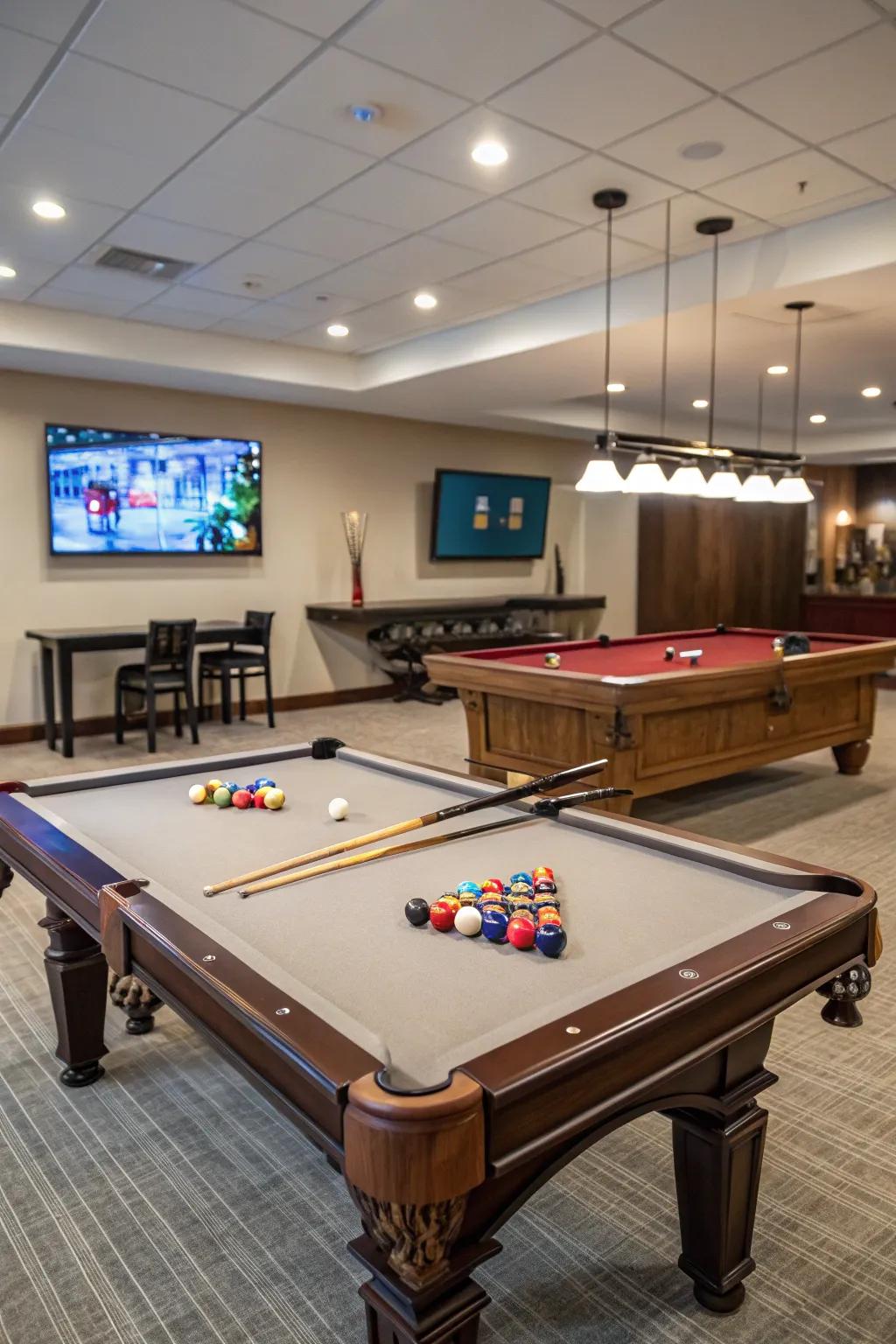 Put together different fun things to get the most out of your pool table room.