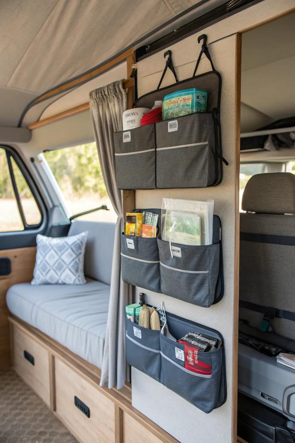Innovative storage solutions keep your camper tidy and functional.