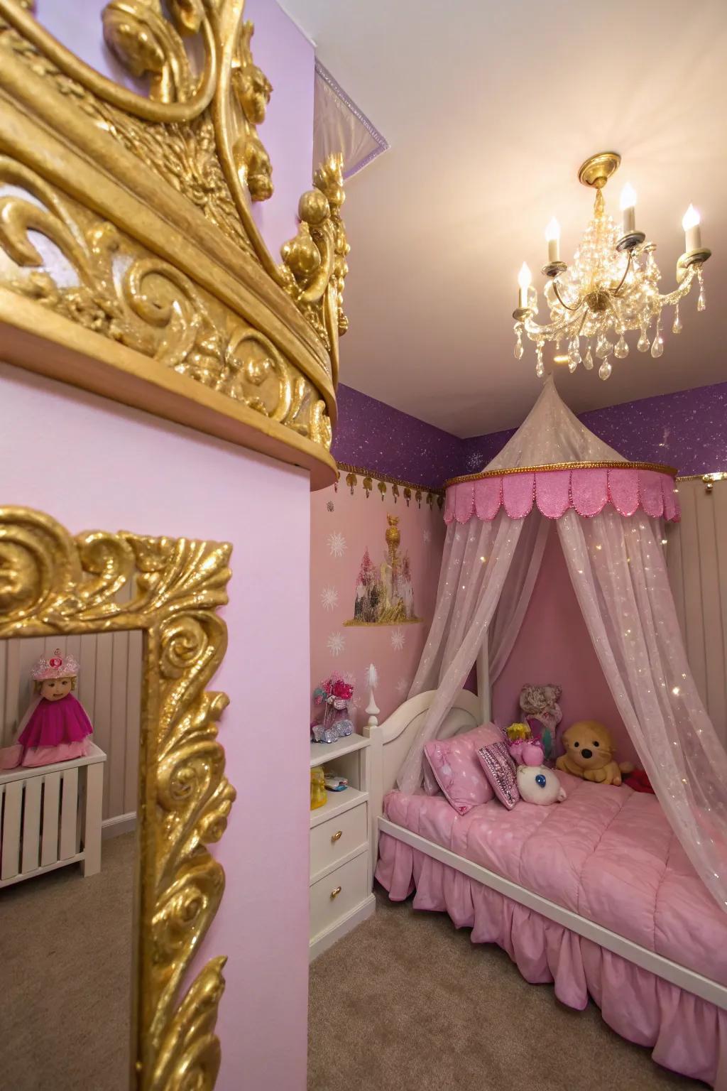 Crown molding adds a regal detail to the room.