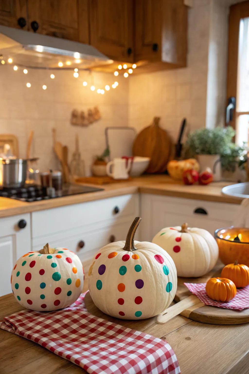 Fill your space with cheer using playful round accent pumpkins.