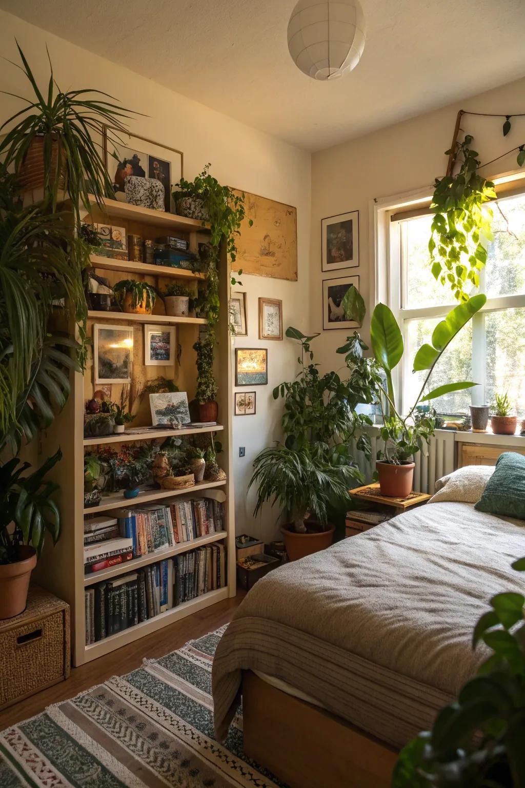 Personal details with collections and plants enhancing the space.