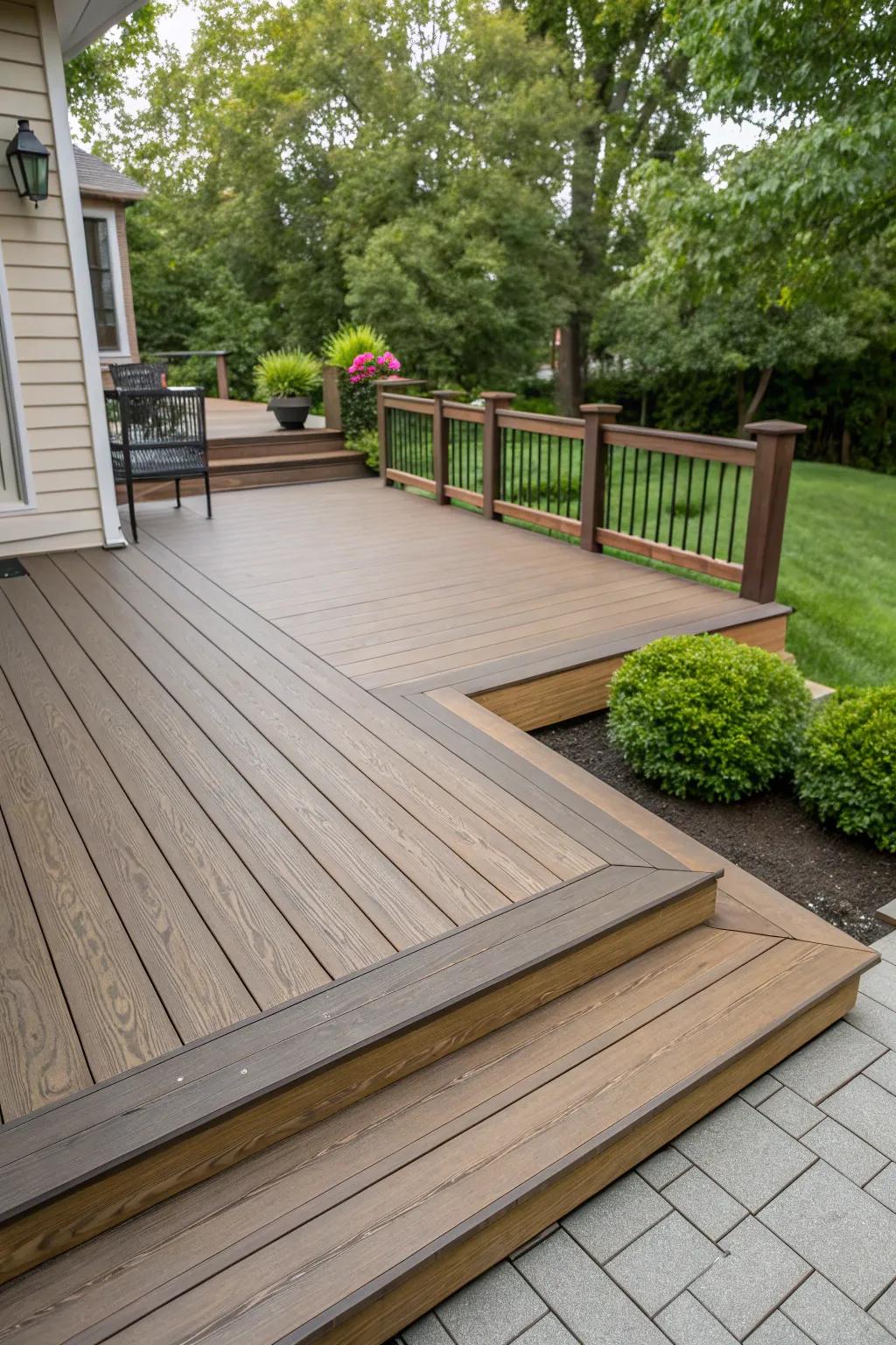 Blend materials for a modern deck aesthetic.