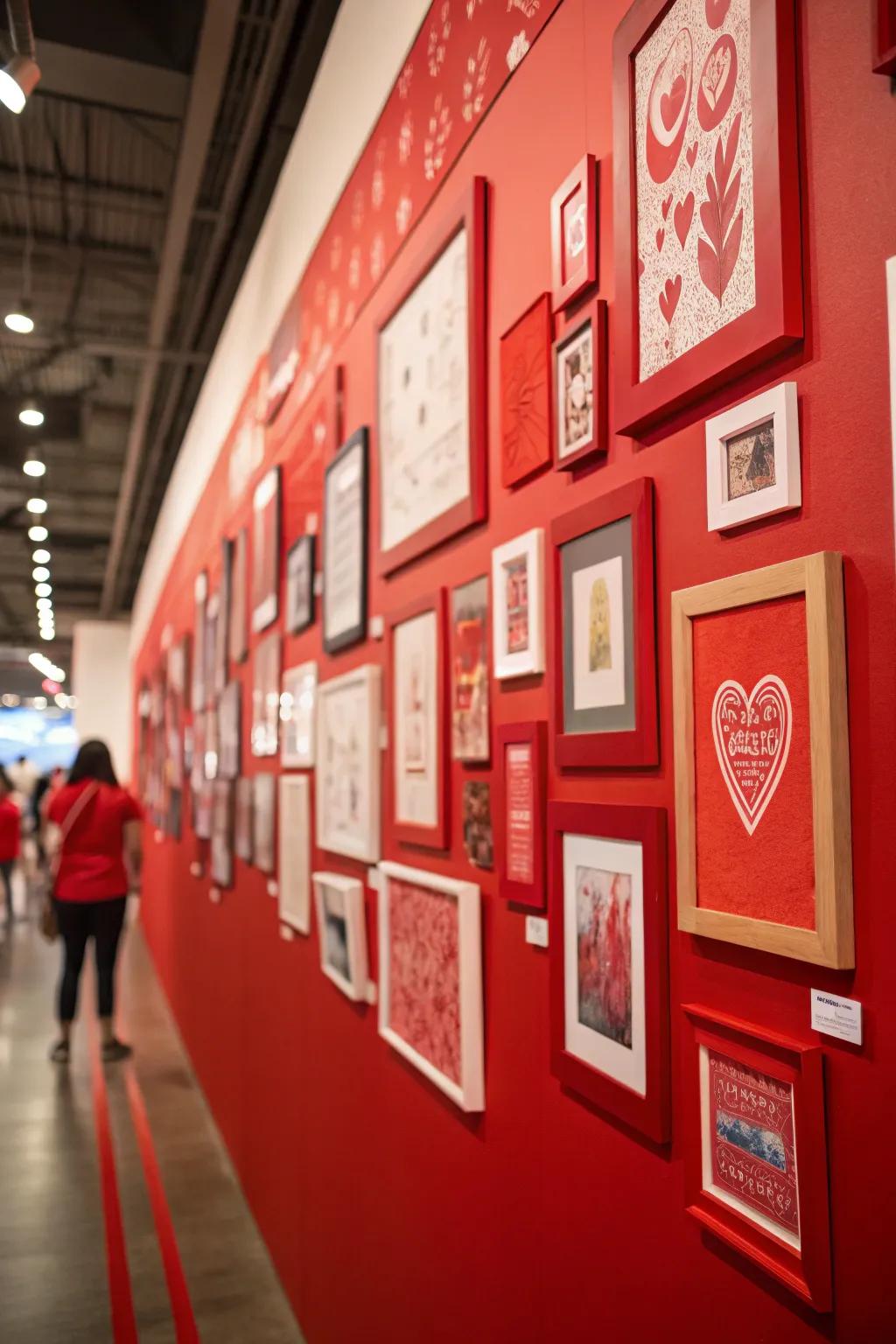 Artwork with crimson hues perfectly complements the space's décor.