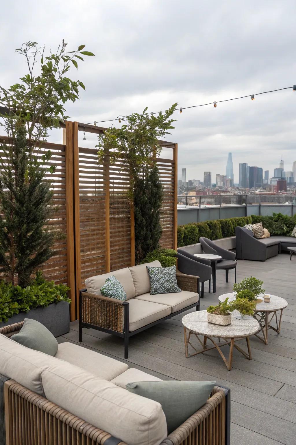 Fashion intimate sectors atop your terrace through the utilization of privacy screens.