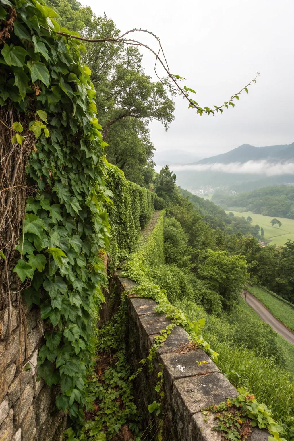 Supporting structure wonderfully integrated with full, cascading vegetation.