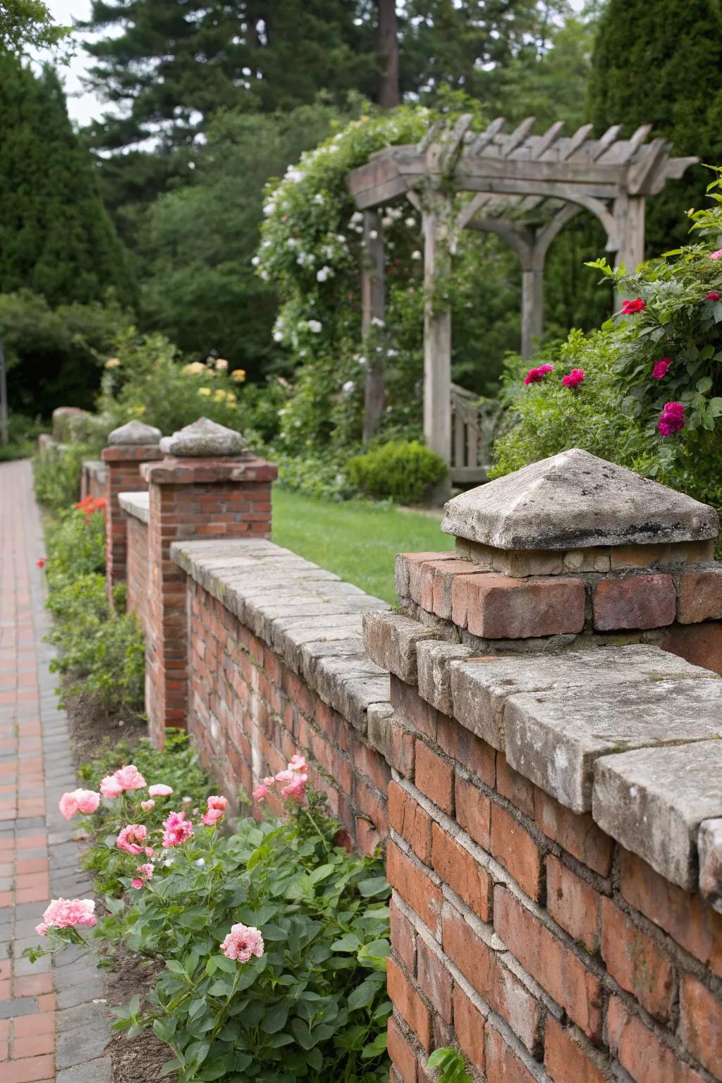 Reclaimed brick caps provide enduring warmth and personality.