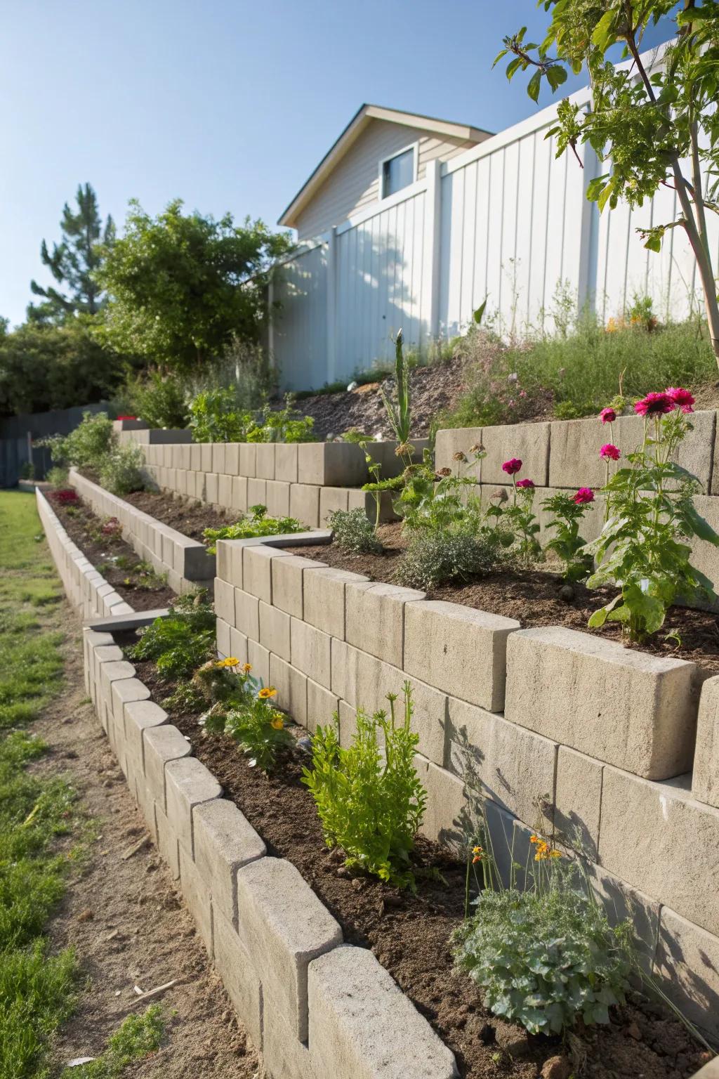 Modular blocks are excellent for DIY retaining wall projects.