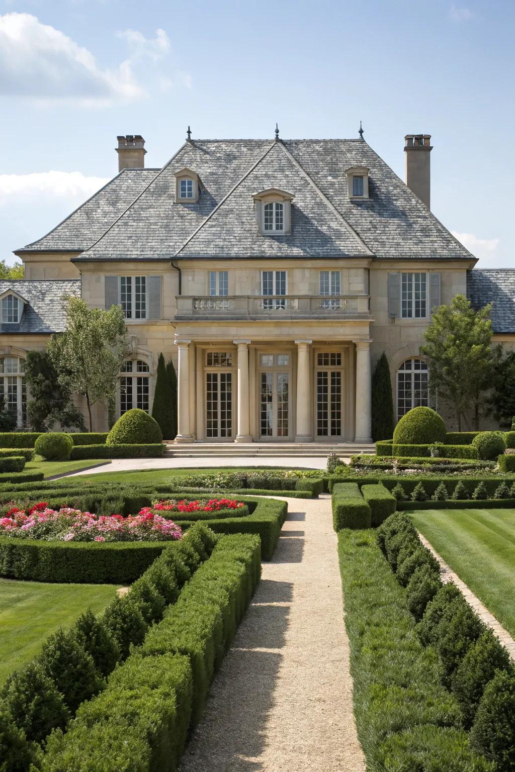 Faux stone blends conventional grace with modern strength.