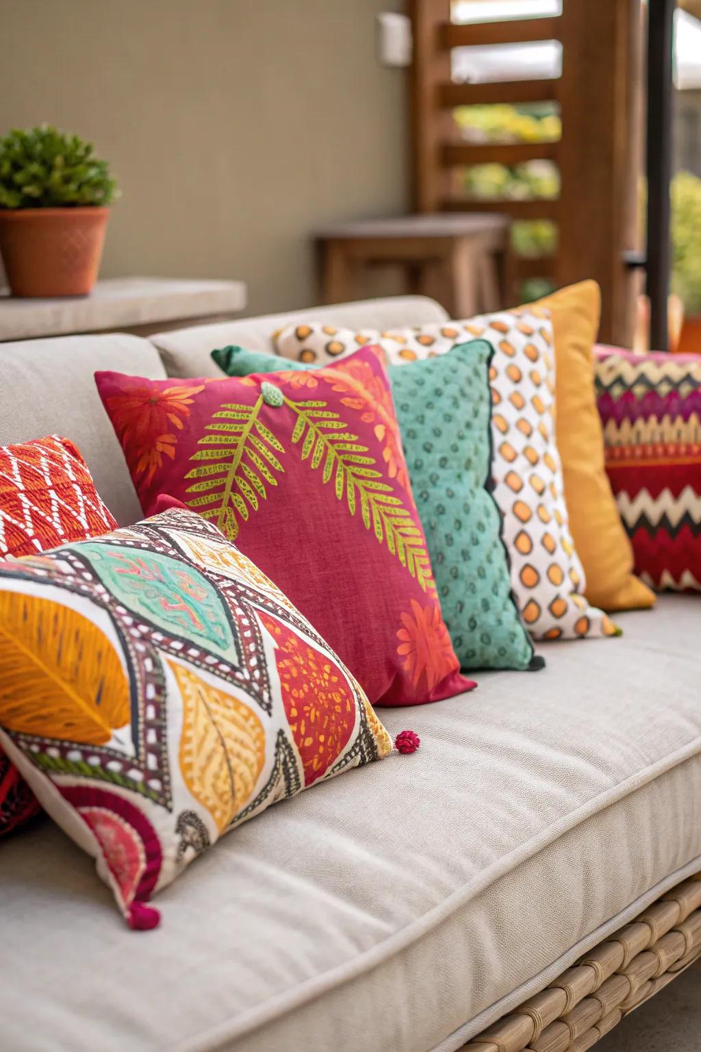 Decorative supports inject color and comfort.